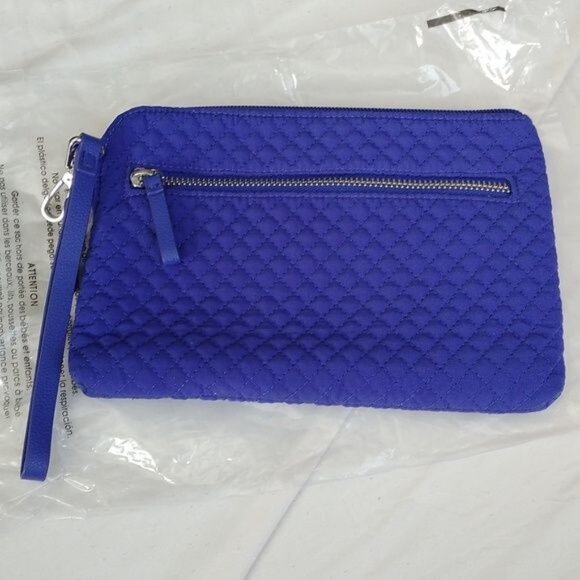Vera Bradley Iconic Microfiber Pouch Wristlet, Gage Blue - Picture 2 of 4